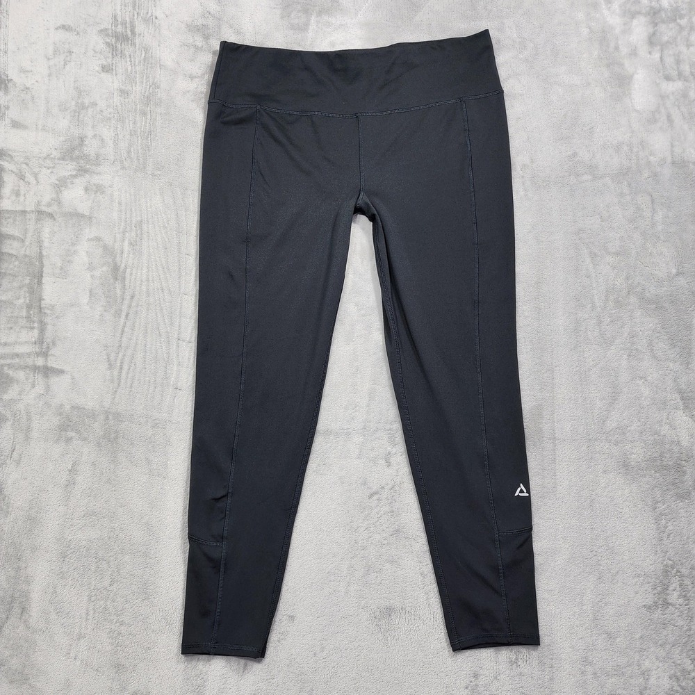 AnyBody Leggings Womens L Black High Rise Ankle Zip Pocket Yoga Gym Running